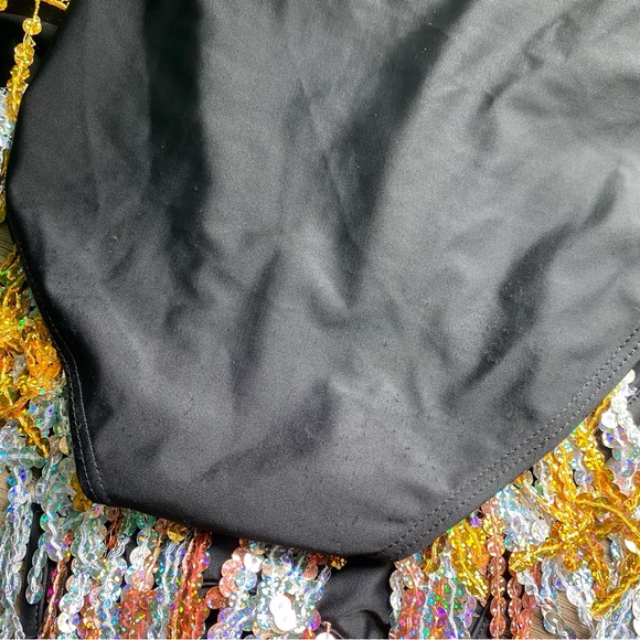 NWT Jaded London AS IS Black Sequin Fringe Sleeveless Bodysuit - Picture 10 of 13